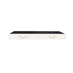 Tommi Parzinger, Wall-mounted Console, lacquered wood, black glass, plywood and oak secondary woods, brass pulls, unmarked