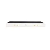 Tommi Parzinger, Wall-mounted Console, lacquered wood, black glass, plywood and oak secondary woods, brass pulls, unmarked