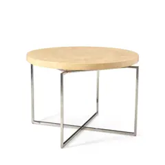 Center/Games Table, Model 710 by Tommi Parzinger, tesselated birch, polished chrome,, sold Mar 2026