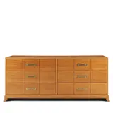 Tommi Parzinger, FOR CHARAK MODERN, walnut, brass, manufacturer's label in drawer
