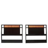 Edward Wormley, FOR DUNBAR, lacquered mahogany, cane panels, maker's paper labels, no hardware