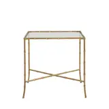 Maison Bagues-Style, Faux Bamboo End Table, lacquered brass, glass, unmarked