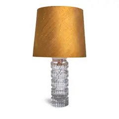 Kosta Boda, Crystal Table Lamp, glass, fabric shade with plastic diffuser, two sockets (one internal), maker's plastic label 'Kosta Sweden'
