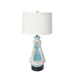 C.A.S. Vietri, TABLE LAMP, ceramic, enameled metal, fabric shade, single socket, unmarked