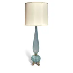 Monumental Table Lamp by Barovier and Toso, glass, gilt brass, two pull-chain sockets, fabric over plastic shade, unmarked, sold Mar 2026