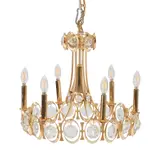 Gaetano Sciolari, Six-arm Chandelier, gold-plated brass, crystal, six sockets, hardwired, metal label 'Made in Germany'