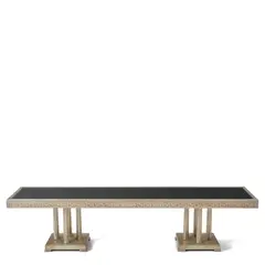 James Mont, Coffee Table, gilt-silver and carved wood, tinted mirror plate, unmarked