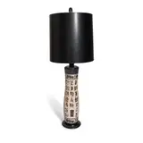 Mid-Century Modern, Table Lamp with Asian Seal Script Characters, ceramic, paper shade, single socket, unmarked
