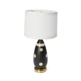 Mid-Century Modern, Table Lamp, porcelain, brass, fabric shade, single socket, unmarked