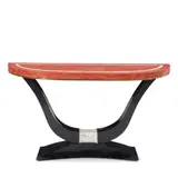 Art Deco-Style, Console Table, pen shell, mother-of-pearl, red coral, brass, unmarked