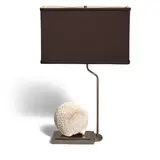 Regency Moderne, Table Lamp, brain coral, chromed metal base, single dimmer socket, fabric over plastic shade, unmarked