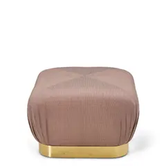 'Souffle' Ottoman by Karl Springer, upholstery, lacquered brass, casters, unmarked, sold Mar 2026