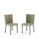 Karl Springer, Pair of "J.M.F." Chairs, goatskin lacquer, wood, unmarked