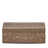 Karl Springer-Style, Box with Hinged Cover, reptile skin, suede, brass hardware, unmarked