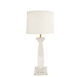 Karl Springer, 'Greek Column' Table Lamp, Lucite, brass, two sockets, fabric over paper shade, unmarked