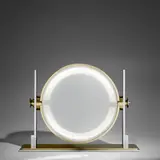 Karl Springer, Rare Illuminated Vanity Mirror, chromed steel, brass, mirror plate