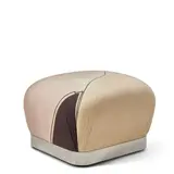 Karl Springer, 'Souffle' Ottoman, upholstery, chromed steel, casters, unmarked