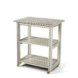 Side Table by Lobel Originals, wood, plywood, cobra snakeskin, brass casters, maker's metal label 'Lobel Originals NYC', sold Mar 2026