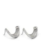 Arthur Court, Pair of Ram's Horn Candlesticks, aluminum, unmarked