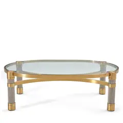 Ron Seff, Coffee Table, brass, stainless steel, glass, unmarked