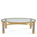 Ron Seff, Coffee Table, brass, stainless steel, glass, unmarked