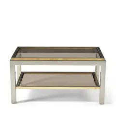 Willy Rizzo, 'Flaminia' Coffee Table, chrome, brass, smoked glass, signed 'Willy Rizzo'
