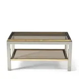 Willy Rizzo, 'Flaminia' Coffee Table, chrome, brass, smoked glass, signed 'Willy Rizzo'