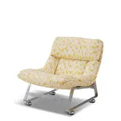 Milo Baughman-Style, Scoop Lounge Chair, upholstery, chromed steel, unmarked