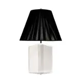 Les Prismatiques, Table Lamp, Lucite, two sockets, fabric over fiberglass shade, unmarked