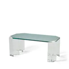 Coffee Table by Les Prismatiques, Lucite, glass, mark 'Les Primatiques' and copyright mark, sold Mar 2026