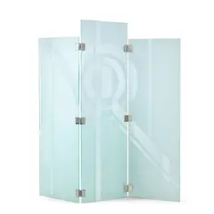 Three-panel Screen by Art Deco-Style, sandblasted and hand-etched glass, steel, incised mark 'Schultz '86', sold Mar 2026