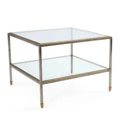 P.E. Guerin Inc., Side Table, steel, burnished brass, unmarked