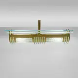 Genet & Michon, Ceiling Light, brass with acid-etched finish, hand-chipped and polished glass