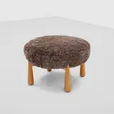 Josef Frank, 'B2019' Stool, for Svenskt Tenn, mahogany, sheepskin