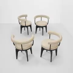 Four 'Indochine' Swivel Chairs by Charlotte Perriand, for Cassina, ebonized ash, leather, each with Cassina maker's mark, serial number, and 'ChPerriand' signature on undersi, sold Jul 2026
