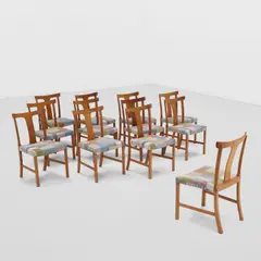 Ole Wanscher, Set of Twelve 'Benedikte' Chairs, mahogany, upholstery, eight chairs with producer's paper label