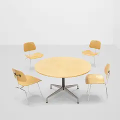 Charles Eames and Ray Eames, Set of Four 'DCM' Chairs and Round Dining Table