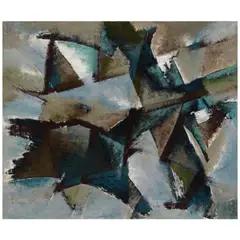 John Saccaro, Untitled (Abstract Composition), oil on canvas, apparently unsigned