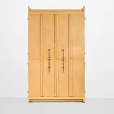 Tommi Parzinger, Illuminated Bar Cabinet, for Parzinger Originals, parchment lacquer, mirror glass, chrome-plated steel, 'Parzinger Originals' label