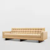 William Haines, Tufted Sofa, fabric upholstery, stained walnut