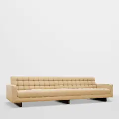 William Haines, Large Tufted Sofa, fabric upholstery, stained walnut