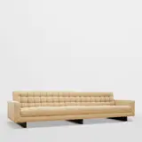 William Haines, Large Tufted Sofa, fabric upholstery, stained walnut
