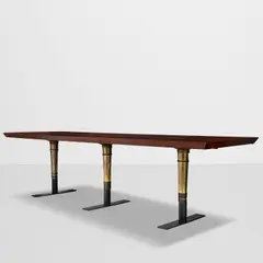 William Haines, The Lorna Lane Dining Table, polished mahogany, brass inlay, brass
