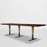 William Haines, The Lorna Lane Dining Table, polished mahogany, brass inlay, brass