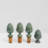 William Haines, Four Pinecone Finials, patinated cast bronze