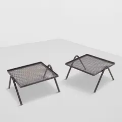 William Haines, Pair of Low Perforated Patio Tables, enameled metal