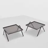William Haines, Pair of Low Perforated Patio Tables, enameled metal