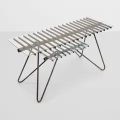 William Haines, Two-Tiered Patio Table, enameled metal, glass