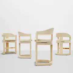 Karl Springer, Set of Four Special Order Swiveling 'Onassis' Barstools, , suede, polished brass