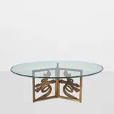 Rare 'Chrysanthemum' Coffee Table by Philip and Kelvin Laverne, hand-cut patinated bronze, glass, engraved 'Philip Kelvin LaVerne', sold Jul 2026